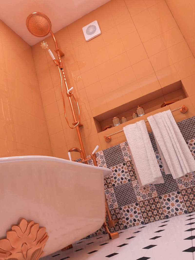 вентилятор ERA в оранжевой ванной